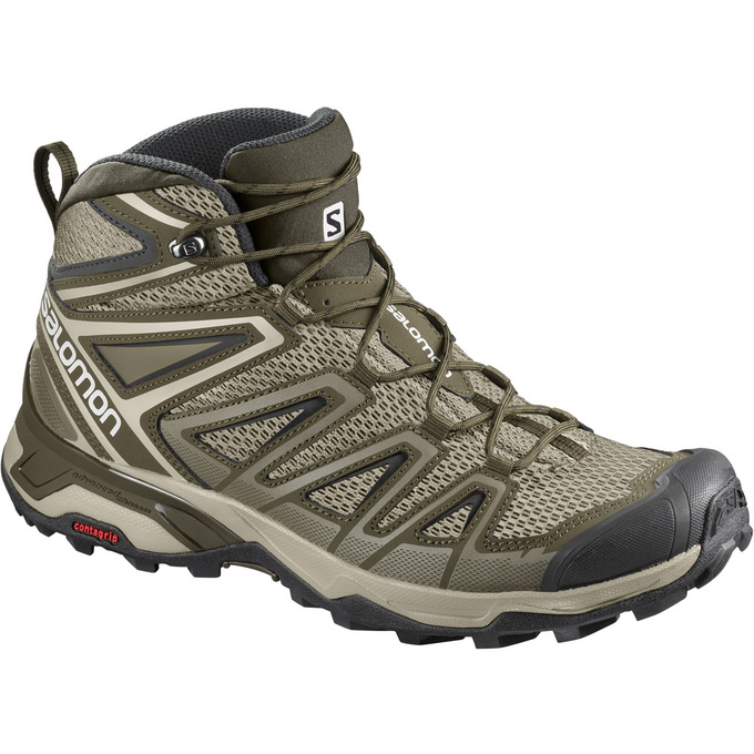 Salomon Singapore Mens Hiking Shoes - X ULTRA MID 3 AERO Olive/Black | 68529-GBTN